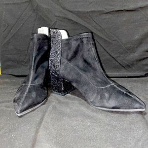 Black suede pointed toe booties